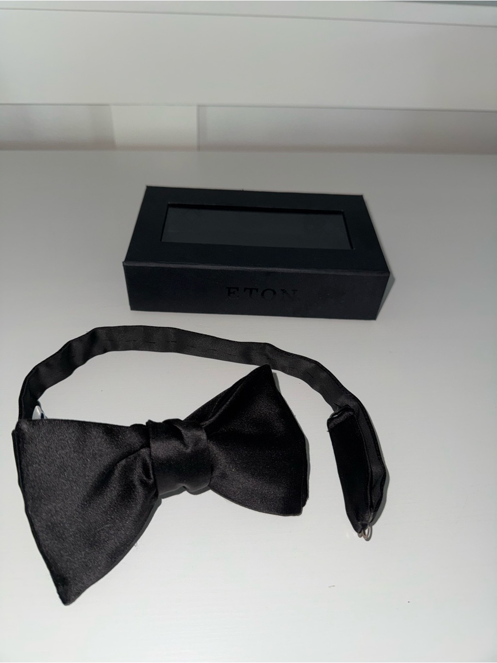 Eton Black Silk Adjustable Bow Tie